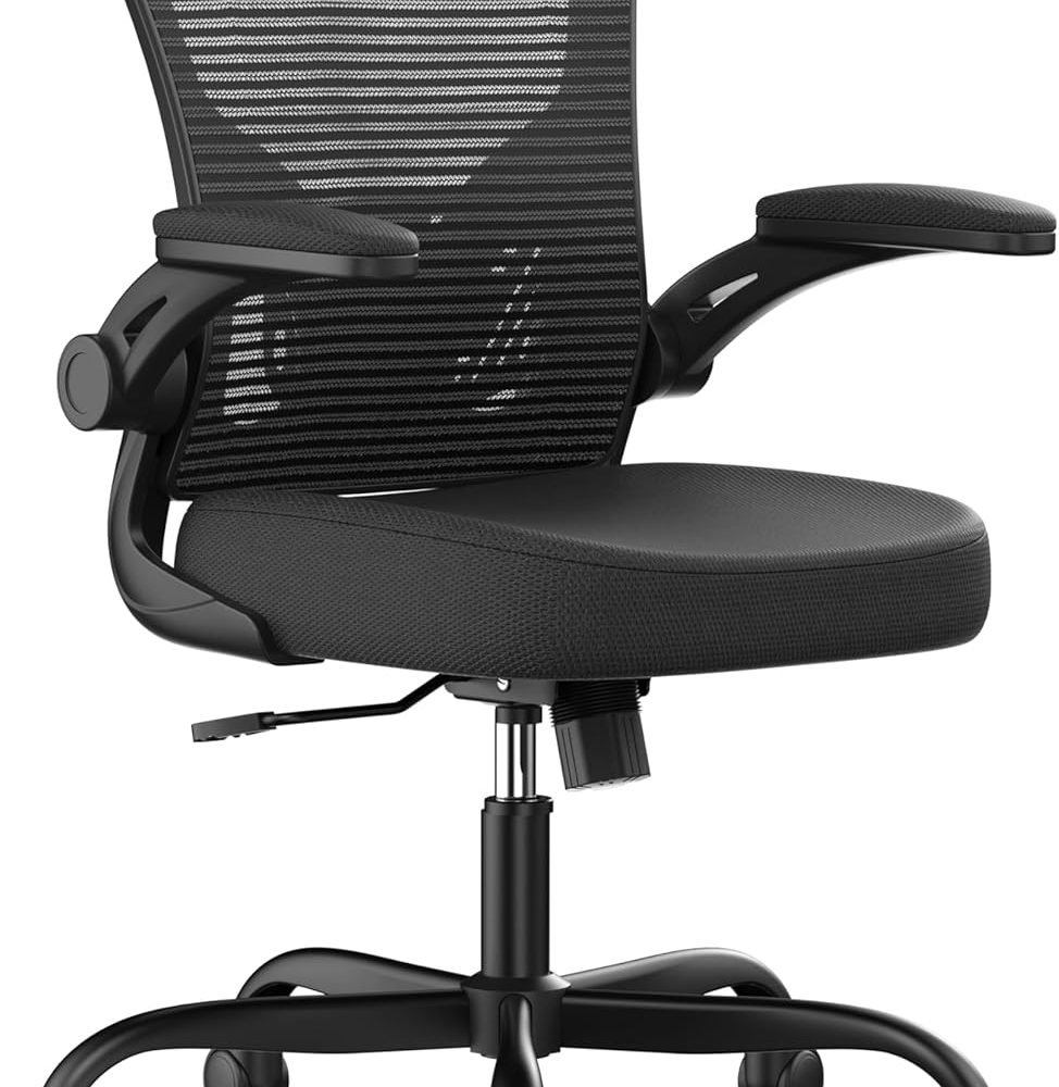 Office Chair, Ergonomic Desk Chairs 330LBS Capacity High Back Mesh Computer Chair with Flip-up Armrests, Comfy Work with Adjustable Lumbar Support, Rolling Swivel Executive Task Chair Black