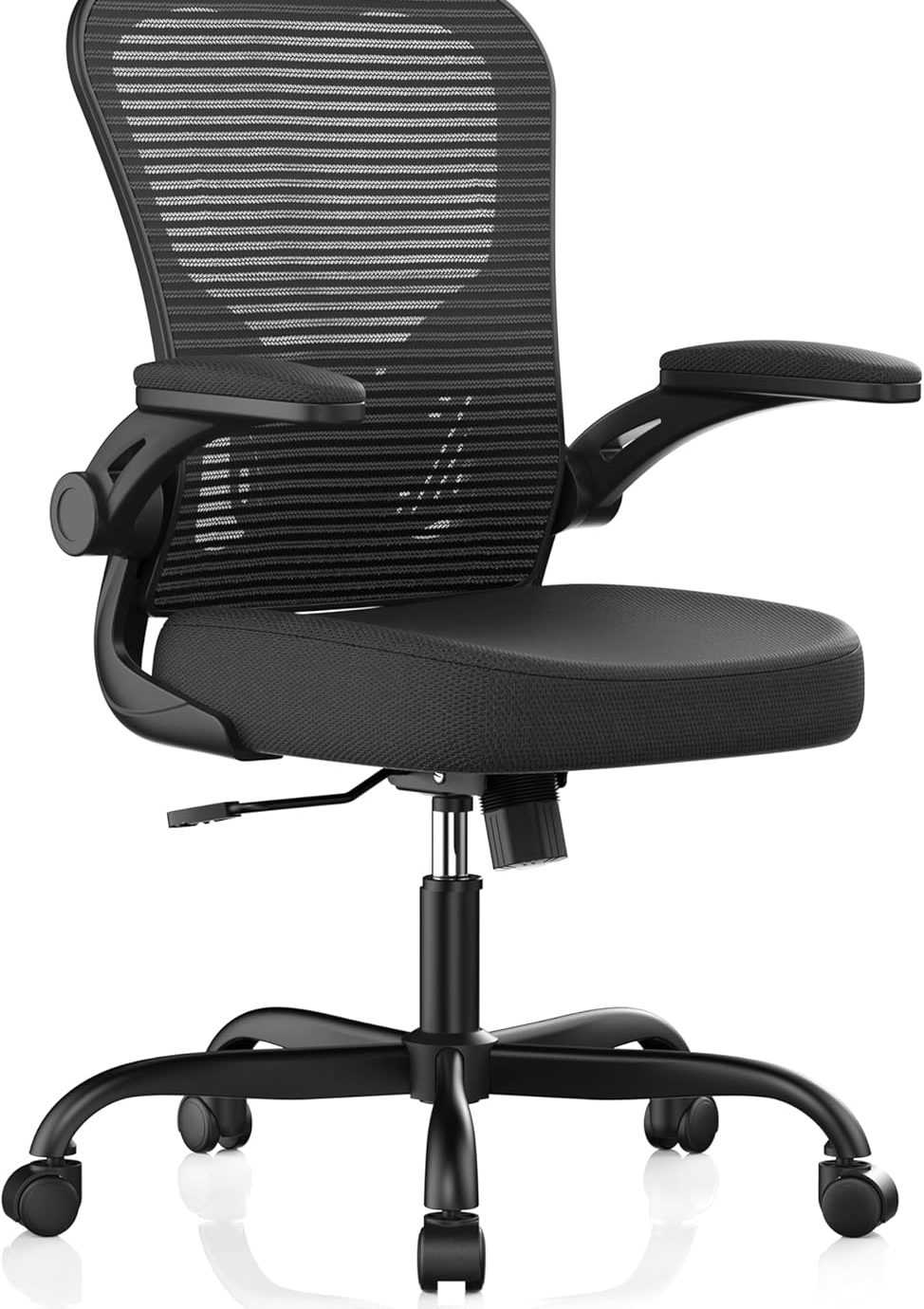 Office Chair, Ergonomic Desk Chairs 330LBS Capacity High Back Mesh Computer Chair with Flip-up Armrests, Comfy Work with Adjustable Lumbar Support, Rolling Swivel Executive Task Chair Black