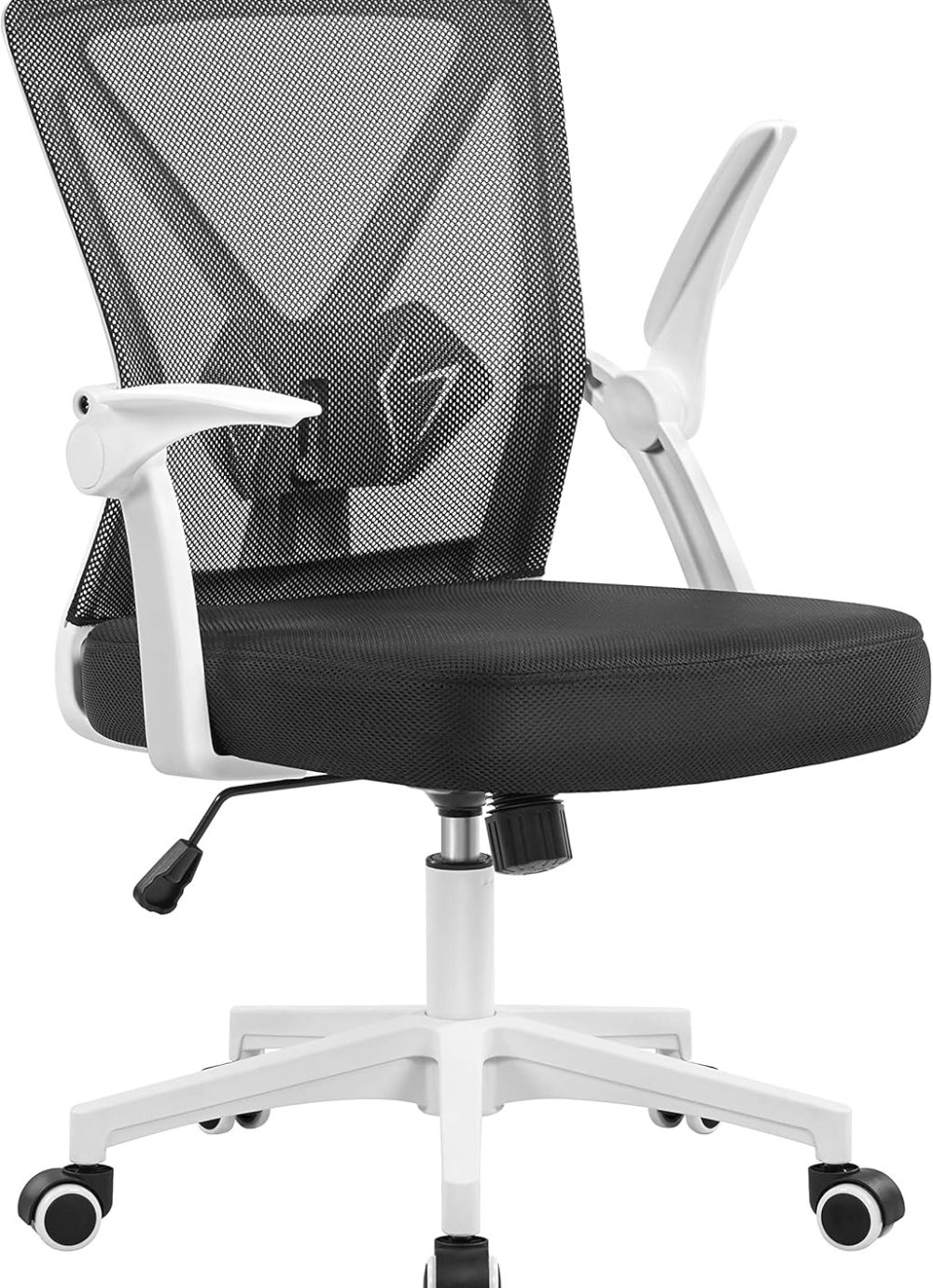 Yaheetech Ergonomic Office Chair Adjustable Mesh Computer Desk Chair with Flip-up Armrests Lumbar Support for Home Office White